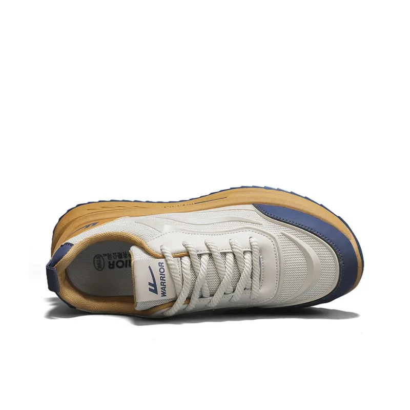 Warrior Anti Slip And Wear Resistant Height Increasing Low Top Casual Shoes Men's Brown Beige Blue-2