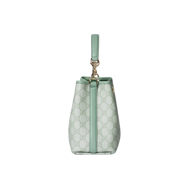 GUCCI GG Letter Coated Fabric Bucket Bag Handbag Mini Women's Sage Green-3