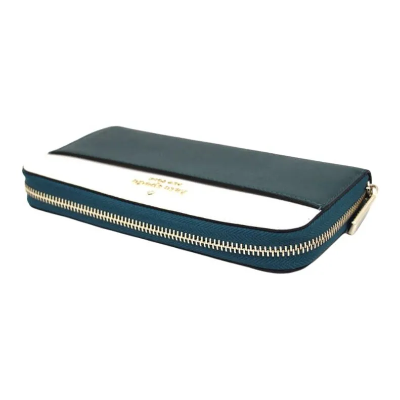 Kate Spade Leather Wallet Large Size Unisex Peacock Green-2