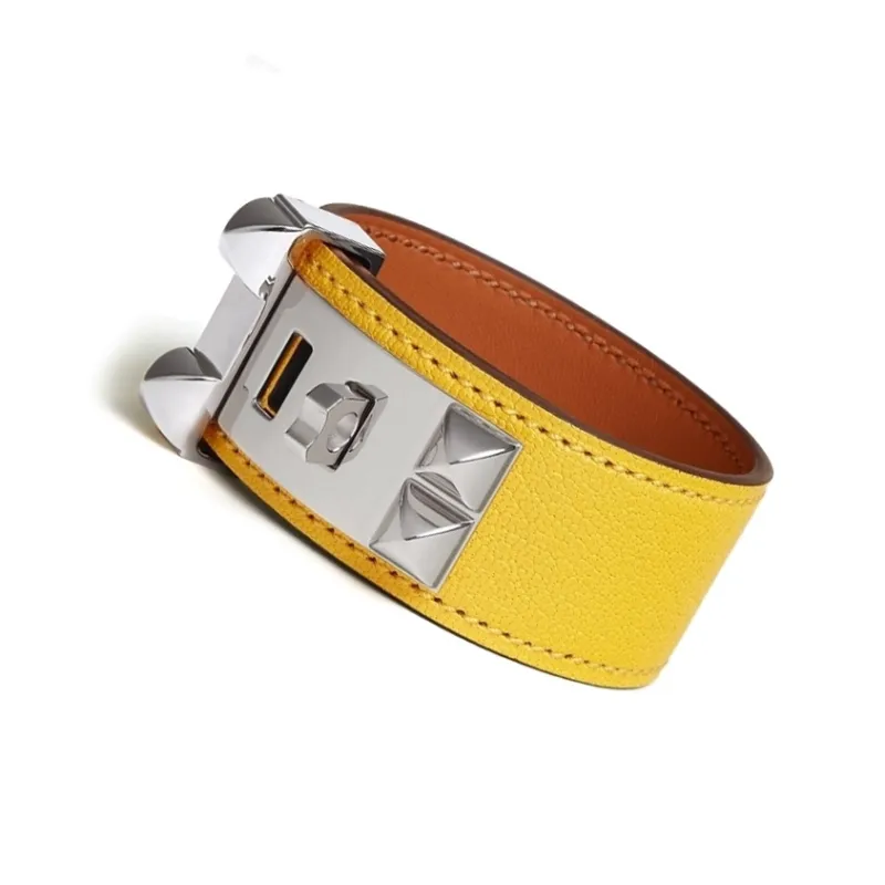 HERMES Goatskin Bracelets Women's Yellow-1