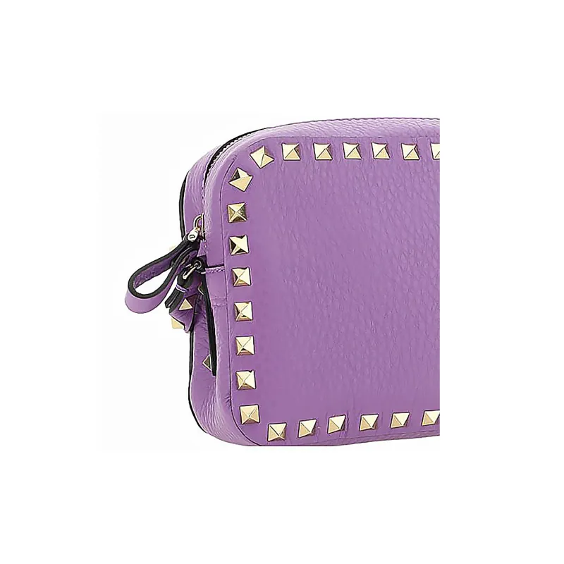 Valentino GARAVANI Grained Cow Leather Camera Bags Crossbody Bag Shoulder Bag Women's Purple-4