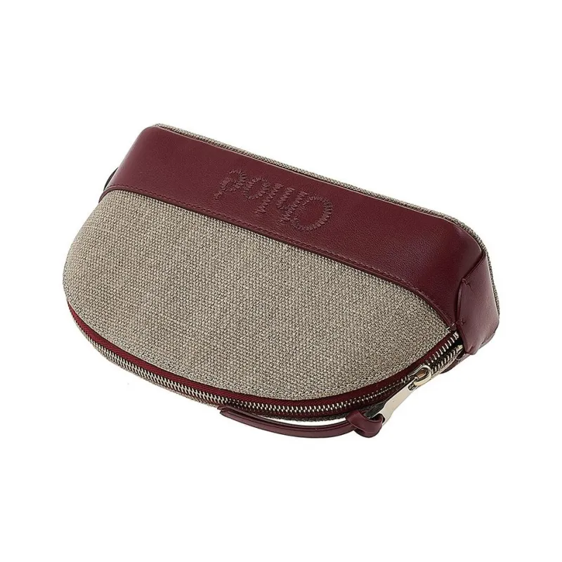 Chloe Linen With Calfskin Clutch Women's Dark Red Gemstone Color-4