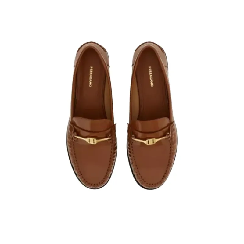 FERRAGAMO Vara Loafers Women's Brown-5