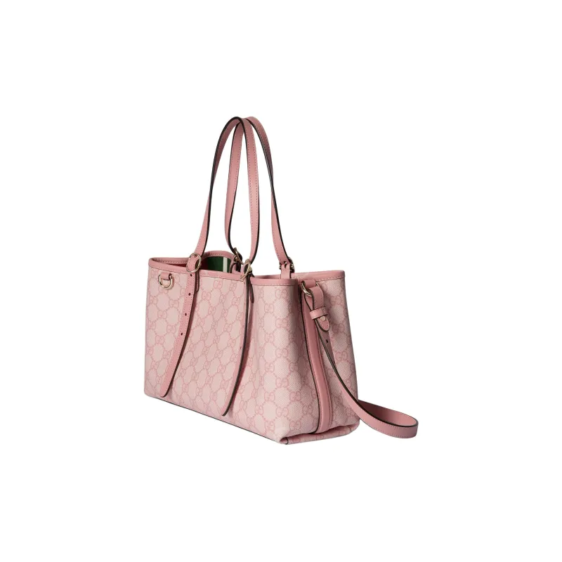 GUCCI GG Emblem Leather Tote Bag, Shopping Bag, Shoulder Bag, Handbag Trumpets Women's Light Pink-1