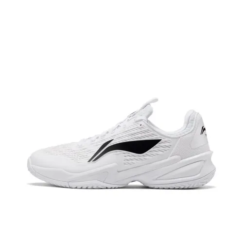LiNing Wear Resistant Support Rebound Low Top Tennis Shoes Men's White Black