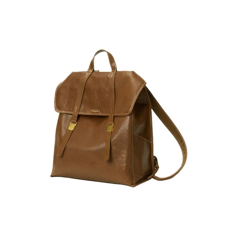 Songmont Vegetable Tanned Cow Leather Backpack Tubas Unisex Sandalwood Brown/Smoky Ink Black-0