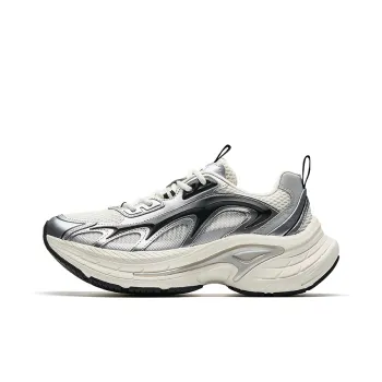 Anta Height Increasing Anti-Slip And Wear-Resistant Low-Top Casual Shoes Men's White Silver Black