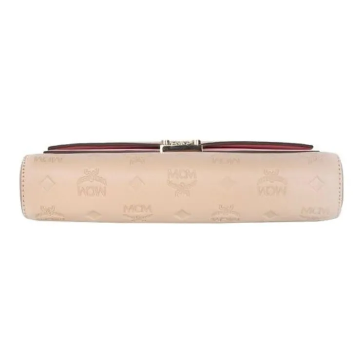 MCM Millie Visetos Leather Chain Bag Envelope Bag Crossbody Bag Shoulder Bag Medium Size Women's Sand Milk Tea Brown-3