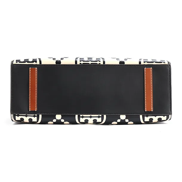 TORY BURCH T Monogram Leather Tote Bag Shopping Bag Handbag Shoulder Bag Regular Women's Black-3