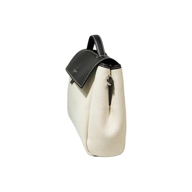 GIANNI CHIARINI Canvas Bag, One Shoulder Handbag Women's Beige & White & Black-1