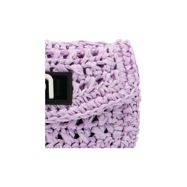 Furla 1927 Collection Straw Woven Crossbody Bag, Shoulder Bag Trumpets Women's Purple-3