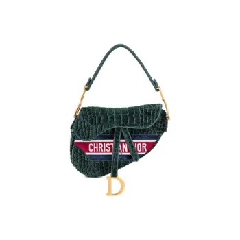 DIOR Saddle Velvet Saddle Bags One Shoulder Handbags Women's Green