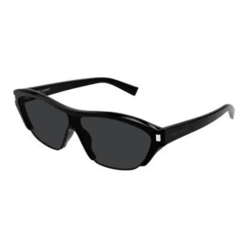 SAINT LAURENT Acetate Metal Nylon Irregular Shape Sunglasses Unisex Black