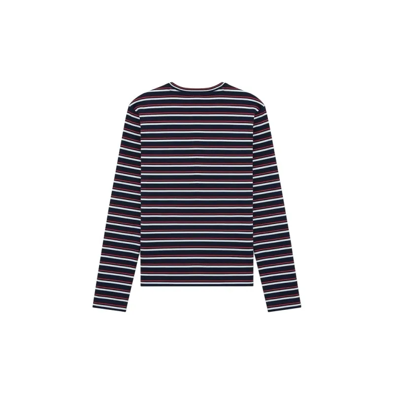LACOSTE SS25 T Shirt Women's Red White/Dark Blue Stripes-1