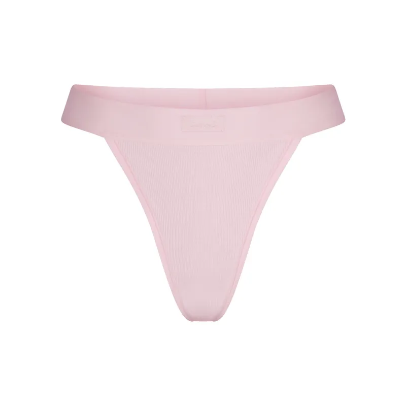 SKIMS Valentine's Day Collection SS25 COTTON RIB THONG Underpants Women's CHERRY BLOSSOM/Cherry Blossom-0