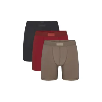 SKIMS Valentine's Day Collection SS25 MENS 5' BOXER BRIEF 3-PACK Underpants Men's 3 Pack MERLOT MULTI/Plum Red Multi