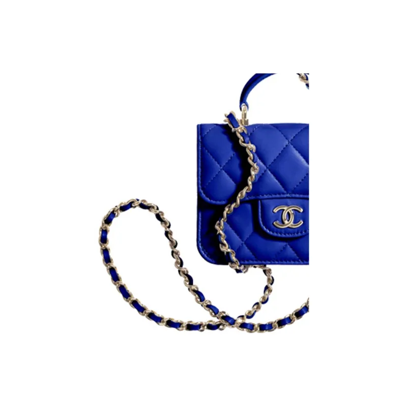 CHANEL 21K Winter Sheepskin Chain Bag, Card Holder, Coin Purse, Shoulder Bag, Crossbody Bag Women's Royal Blue-2