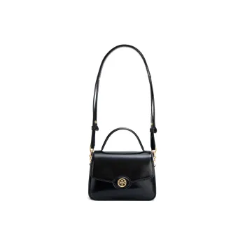 TORY BURCH Robinson Spazzolato Small Top Handle Black