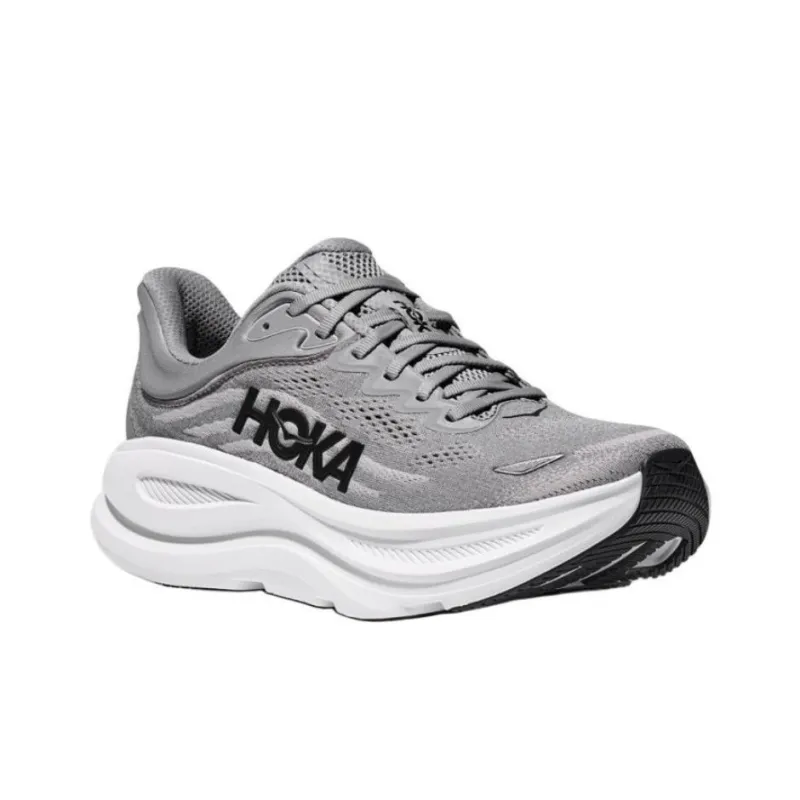 HOKA ONE ONE Bondi 9 Anti-Slip Wear-Resistant Low-Top Running Shoes Men's Gray 2E-Width-2