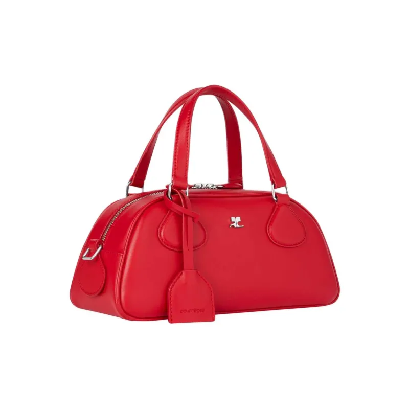 COURREGES Calfskin Bowling Bag, Shoulder Bag, Handbag Women's Rubies Color-1