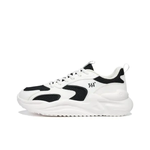 361° Wear-Resistant Slip-Resistant Lightweight Low-Top Chunky Sneakers Women's White Black