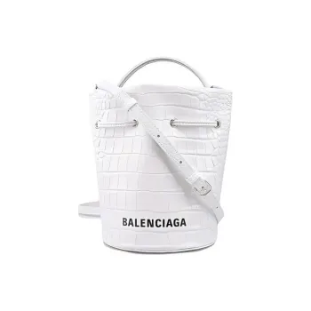 Balenciaga Leather Bucket Bag, Shoulder Bag, Crossbody Bag, Handbag Women's White