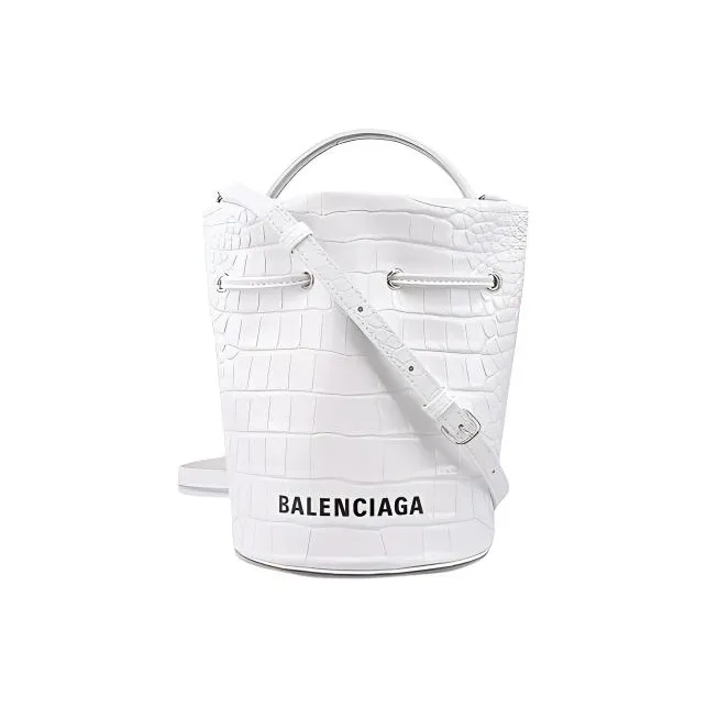 Balenciaga Leather Bucket Bag, Shoulder Bag, Crossbody Bag, Handbag Women's White-0