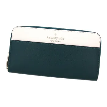 Kate Spade Leather Wallet Large Size Unisex Peacock Green