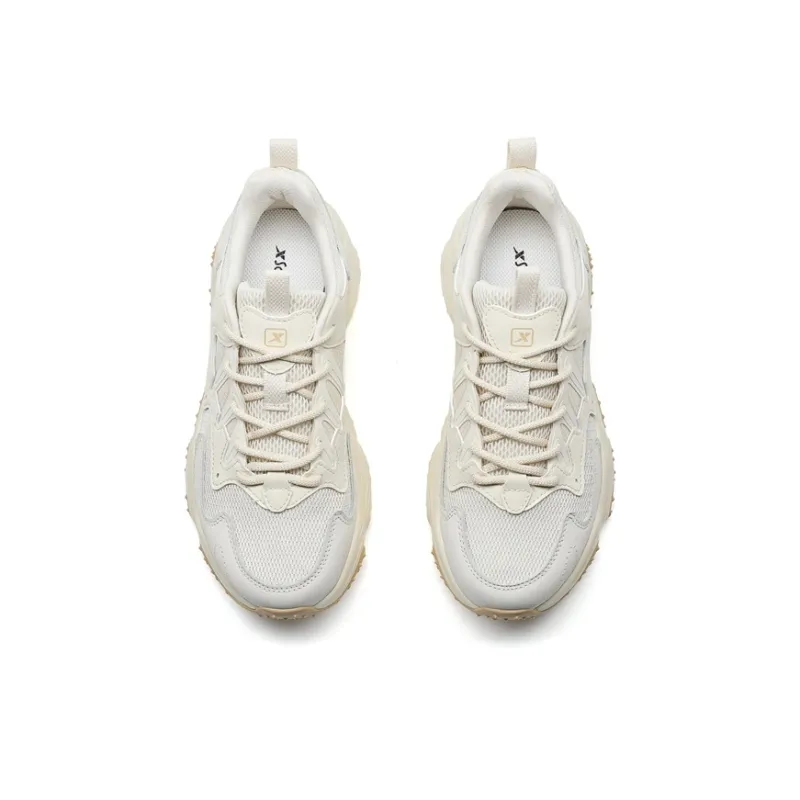 XTEP Nomadic Abrasion Resistant Lightweight Cushioning Low Top Casual Shoes Women's Tea White-3