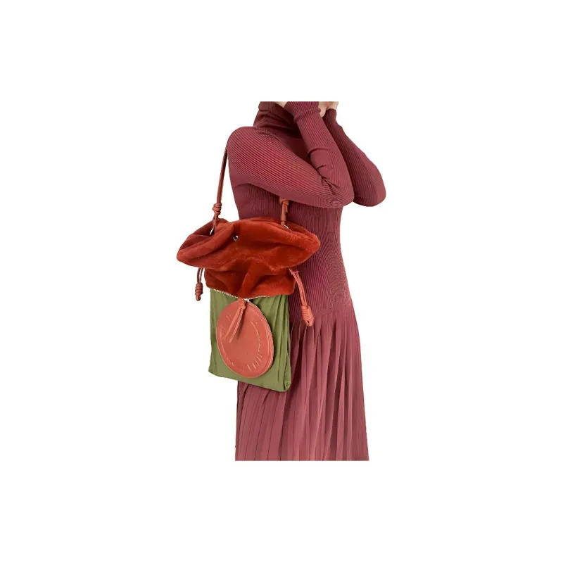 MUYSO Fabric Handbag Shoulder Bag Regular Women's Brick Red-4