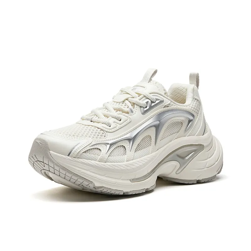 Anta Anti-Slip Wear-Resistant Low-Top Casual Shoes Women's Ivory White Silver-1