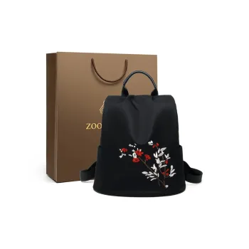 ZOOLER Oxford With Top Grain Cow Leather Backpack Regular Women's Black