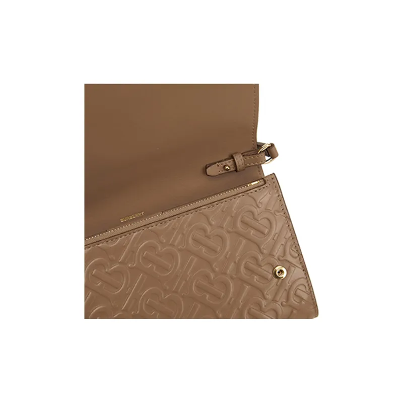 Burberry Cow Leather Shoulder Bag, Crossbody Bag Women's Khaki-4