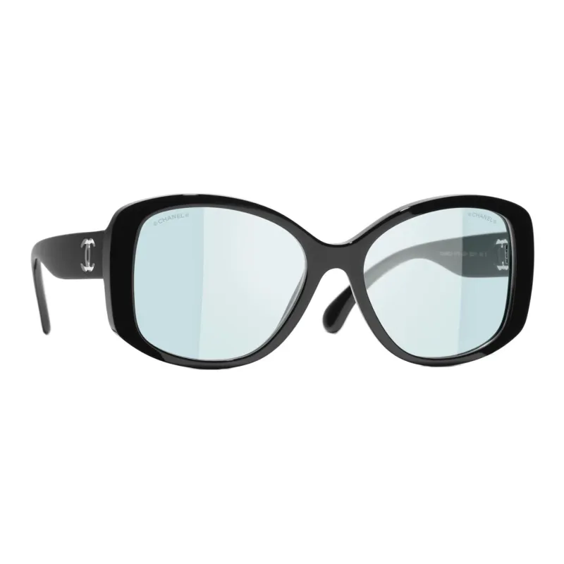 CHANEL Plate Frame Butterfly Sunglasses Unisex Black-1