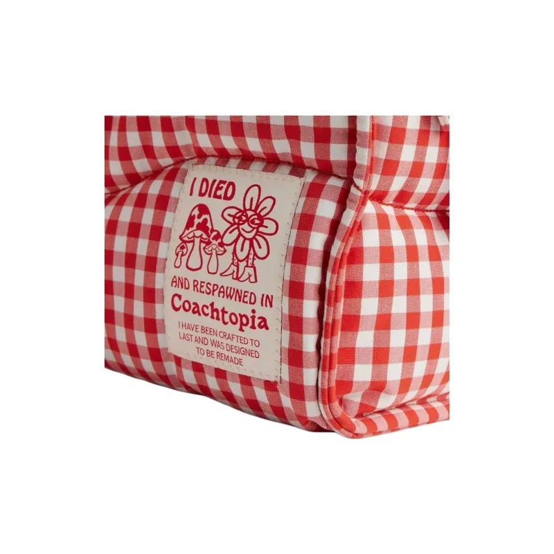 Coachtopia Fabric Tote Bag, Shopping Bag, Shoulder Bag, Handbag Tubas Women's Red & White Checkered-5