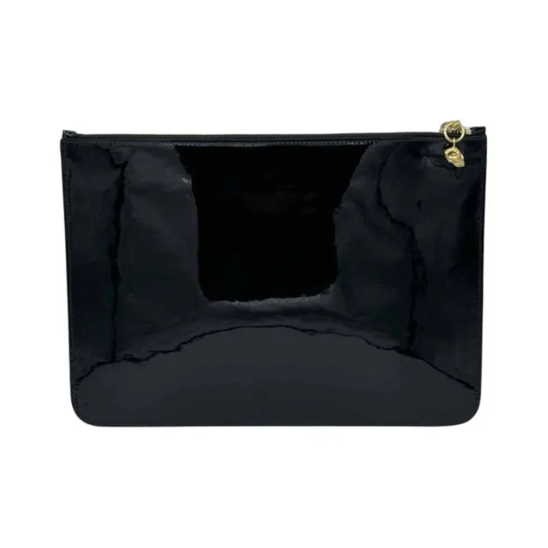 Alexander McQueen Patent Leather Clutch Large Size Women's Black-1