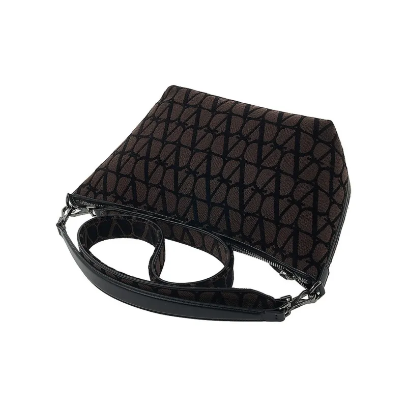Valentino Cotton One Shoulder Handbag Women's Chocolate Brown-4