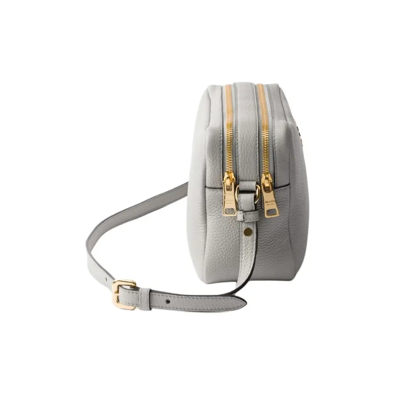 PRADA Leather Shoulder Bag Trumpets Women's Gray-2