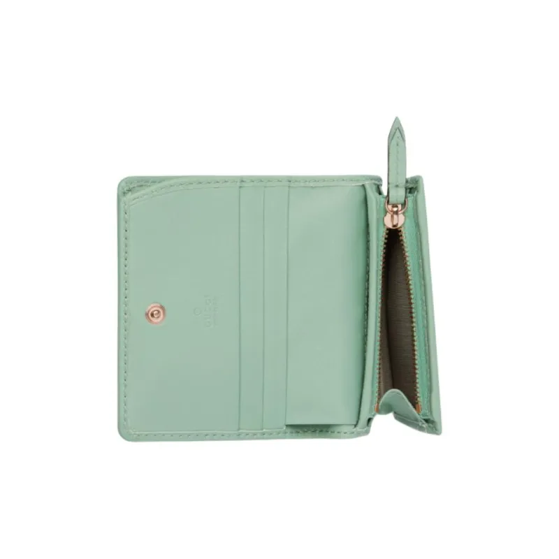 GUCCI GG Emblem Coated Fabric Wallet Mini Women's Gray Green-4