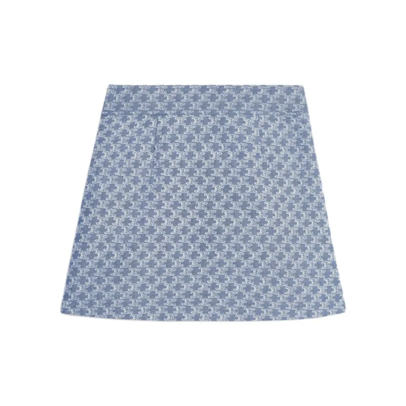 CELINE Mini Skirt In Monogram Chambray Cotton-1