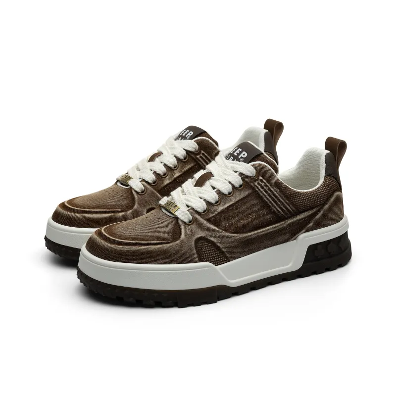 JEEP SPIRIT Coverage Cushioning Wear-Resistant Low-Top Skateboard Shoes Men's Oxidized Brown-2