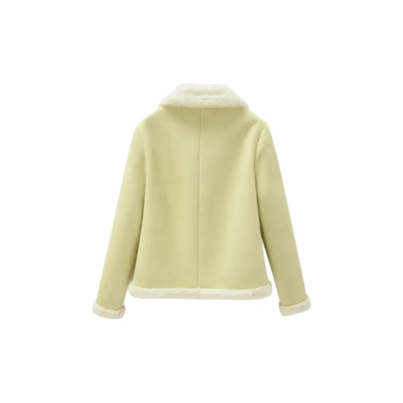 Love To Serve Velvet feel Coat Women's Light Yellow-1