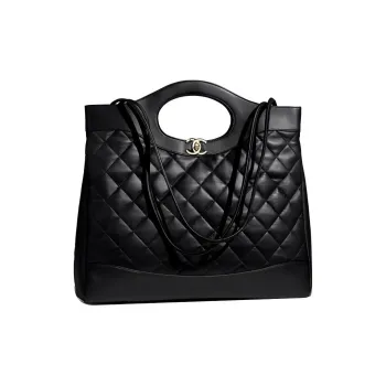 CHANEL Sheepskin Tote Bag, Shopping Bag, Crossbody Bag Women's Black
