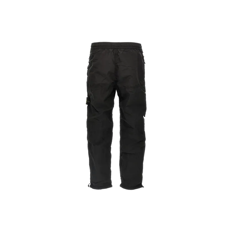 STONE ISLAND Logo Patch Elastic Waist Trousers-1