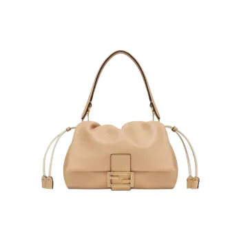 FENDI Baguette Lambskin Handbag Shoulder Bag Medium Size Women's Pink