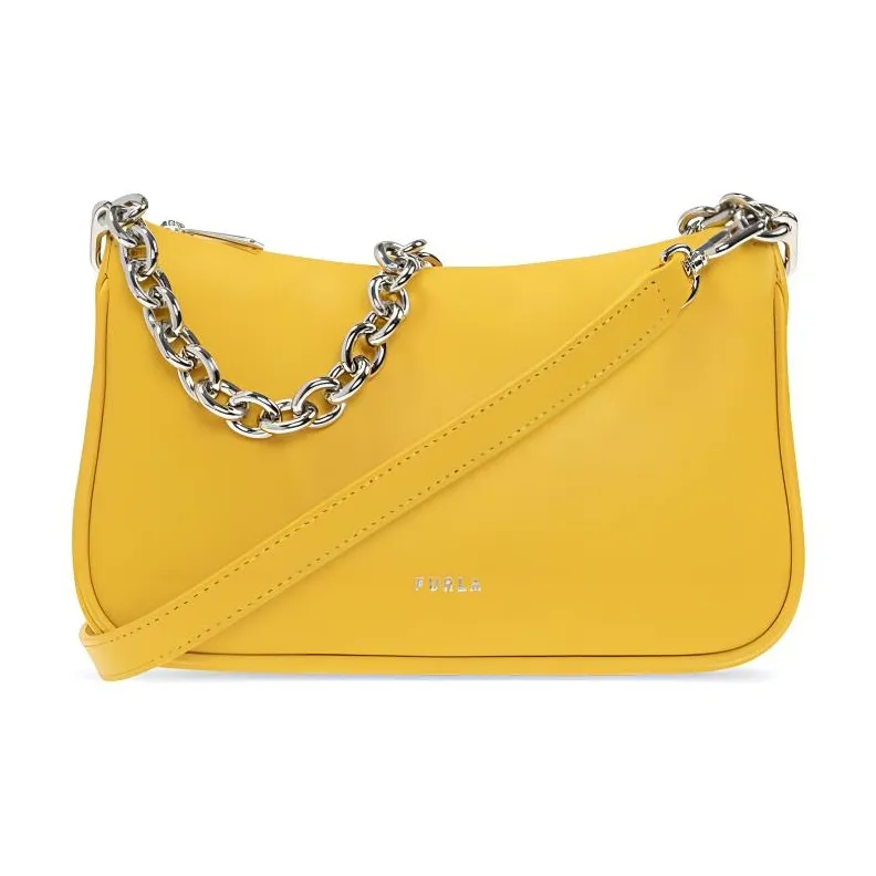 Furla Moon Cow Leather Shoulder Bag Crossbody Bag Small Size Women's Yellow-1