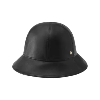 HELEN KAMINSKI Wool, Polyamide Terry Cloth, Sheep Nappa Leather, Cotton Bucket Hats Unisex Black