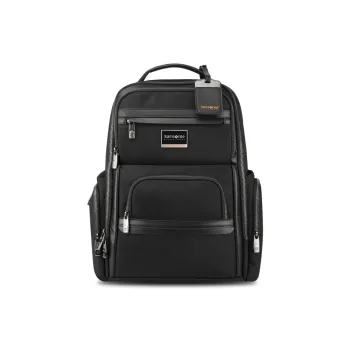 SAMSONITE Antibacterial Fabric Cow Leather Patchwork Student Travel Backpack Regular Unisex Black