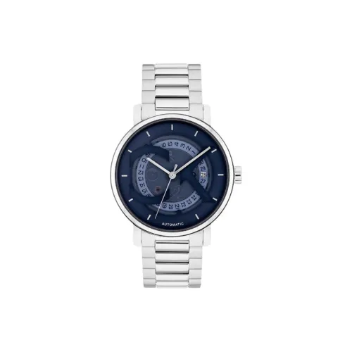 CALVIN KLEIN Wrist Watch Automatic Mechanical Movement Steel Strap 40mm Blue Dial Men's Watches