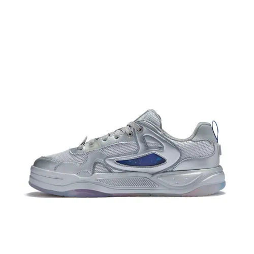 FILA FUSION BANK II Low-Top Skateboard Shoes Men's Galaxy Color Scheme Silver Gray Couple Edition